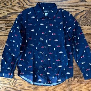 The Children's Place Holiday Shirt with Colorful Vehicle Design